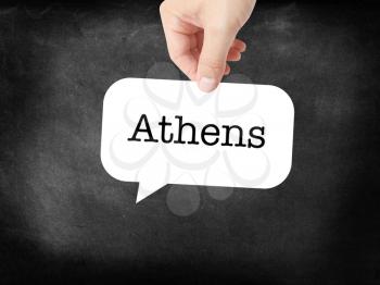 Athens written on a speechbubble