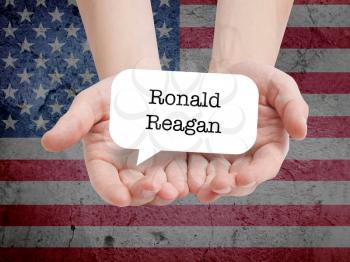 Ronald Reagan written on a speechbubble