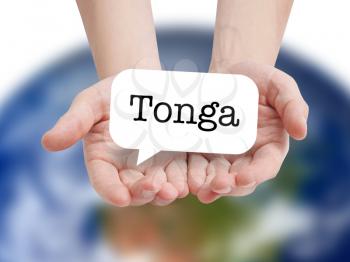 Tonga written on a speechbubble