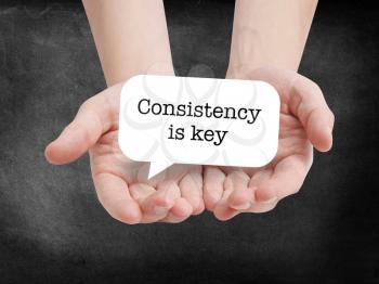 Consistency is key written on a speechbubble