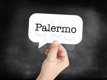 Palermo written on a speechbubble