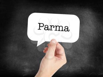Parma written on a speechbubble