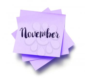 November written on a note