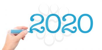 The year of 2020written with a marker