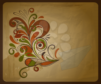 Royalty Free Clipart Image of a Flower and a Paper