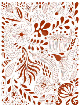 Vector Floral Composition with Fantastic Flowers.Spring or Summer Greeting Card, Background, Print or Pattern. Floral wallpaper