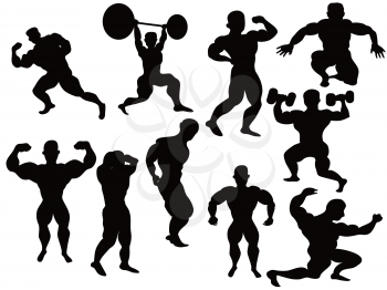 Royalty Free Clipart Image of Bodybuilders Posing
