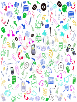 Royalty Free Clipart Image of Doodles of Entertainment Icons