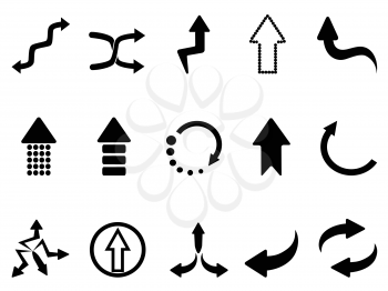 isolated black arrow icons set from white background 
