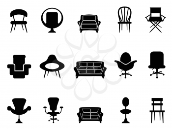 isolated chair icons on white background