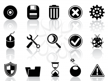isolated black software icons set from white background