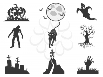 isolated halloween icons set from white background