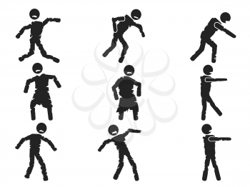 isolated zombie stick figure set from white background