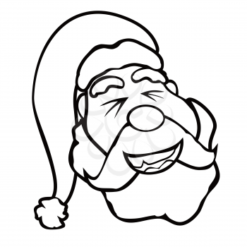 isolated santa claus face outline on white background