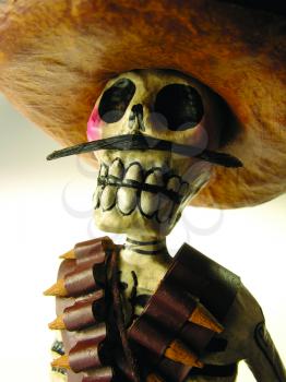 Royalty Free Photo of a Skeleton in a Sombrero