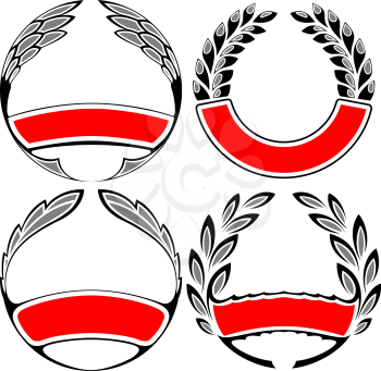 Royalty Free Clipart Image of a Laurel Wreath Set