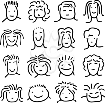 Royalty Free Clipart Image of Doodled Faces