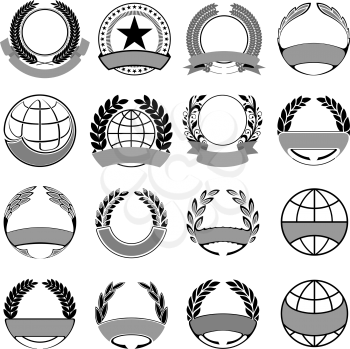 Royalty Free Clipart Image of Wreaths and Ribbons