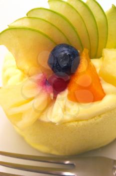 fresh berry fruit cream cake pastry closeup