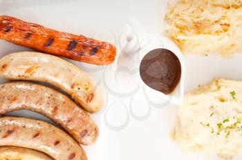 selection of all main type of german wurstel saussages, frankfurter,wiener,bratwurst,Fränkische,Coburger,Kulmbacher,