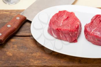 fresh raw beef filet mignon cut ready to cook