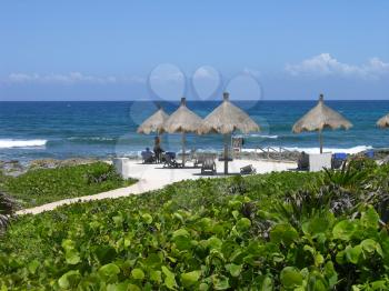 Royalty Free Photo of Palapas in Cancun