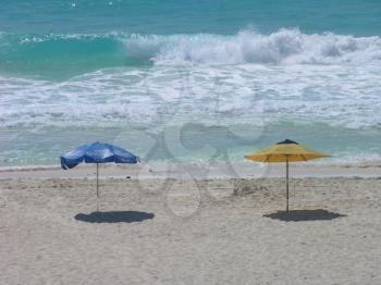 Royalty Free Photo of Umbrellas on a Beach