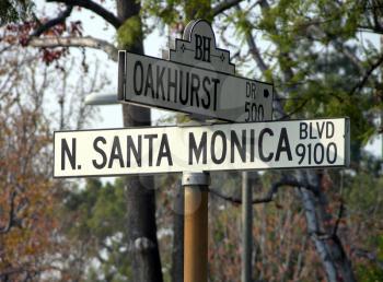 Royalty Free Photo of a Santa Monica Blvd Street Sign