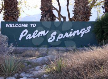 Royalty Free Photo of a Welcome To Palm Springs Sign