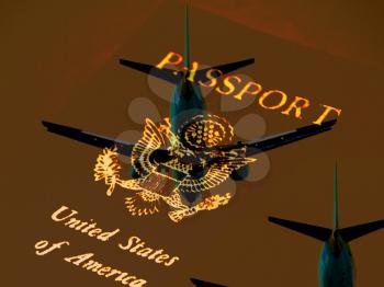 Royalty Free Photo of an Airplane and Passport