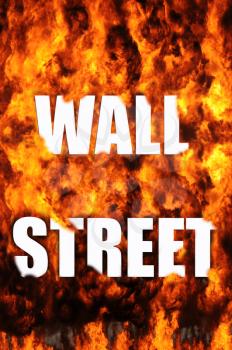 Royalty Free Photo of Wall Street on Fire