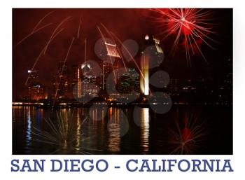 Royalty Free Photo of Fireworks Over San Diego