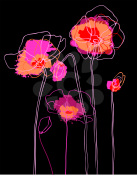 Royalty Free Clipart Image of Poppies on a Background