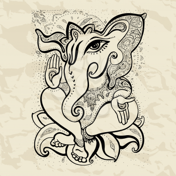 Royalty Free Clipart Image of the Hindu God Ganesha