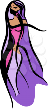 Royalty Free Clipart Image of a Middle Eastern Woman in Traditional Clothes