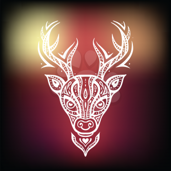 Deer head. Tribal pattern. Ethnic tattoo. Vector illustration