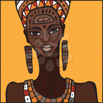 Portrait of African woman. Hand drawn ethnic illustration.
