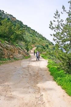 Royalty Free Photo of People on a Path in the Akamas Peninsula in Cyprus