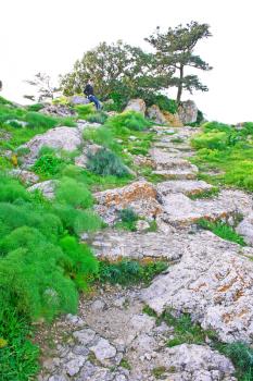 Royalty Free Photo of a Path to a Mountain in Cyprus