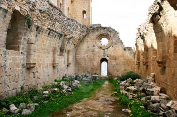 Royalty Free Photo of the Historic Bellapais Abbey in Kyrenia, Northern Cyprus