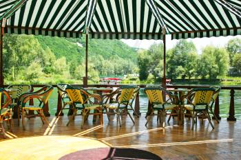 Royalty Free Photo of a Raft Restaurant in Jermuk, Armenia