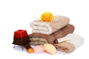 Royalty Free Photo of Towels and Soaps