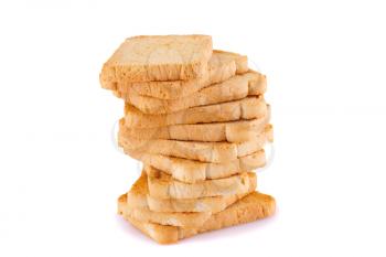 Rusks stack isolated on white background.