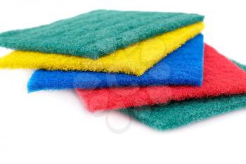 Pan scourers isolated on white background.