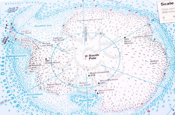 South Pole and Antarctida map.
