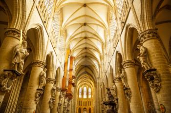 The interor of the Cathedral of St. Michael and St. Gudula in Brussel, Belgium.