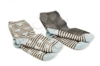 Two pairs of socks isolated on white background.