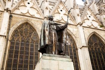 Statue of Cardinal Mercier at The Cathedral of St. Michael and St. Gudula in Brussels, Belgium.