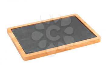 Wooden and stone cutting board isolated on white background.