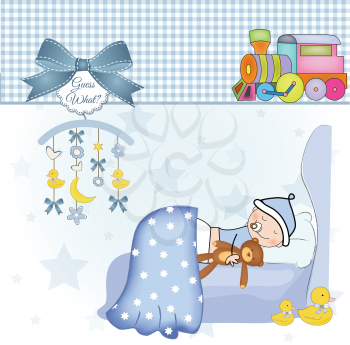 Royalty Free Clipart Image of a Sleeping Baby Boy